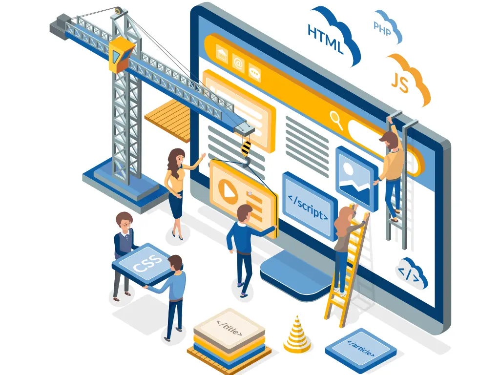 Website Design & Development 1 Website design and development illustration showing web development, coding, and responsive website creation